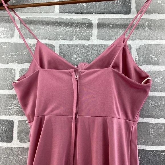 Vintage Montgomery Ward Rose Pink Slip Dress With Matching Ruffle Tied Top Small - Picture 12 of 13